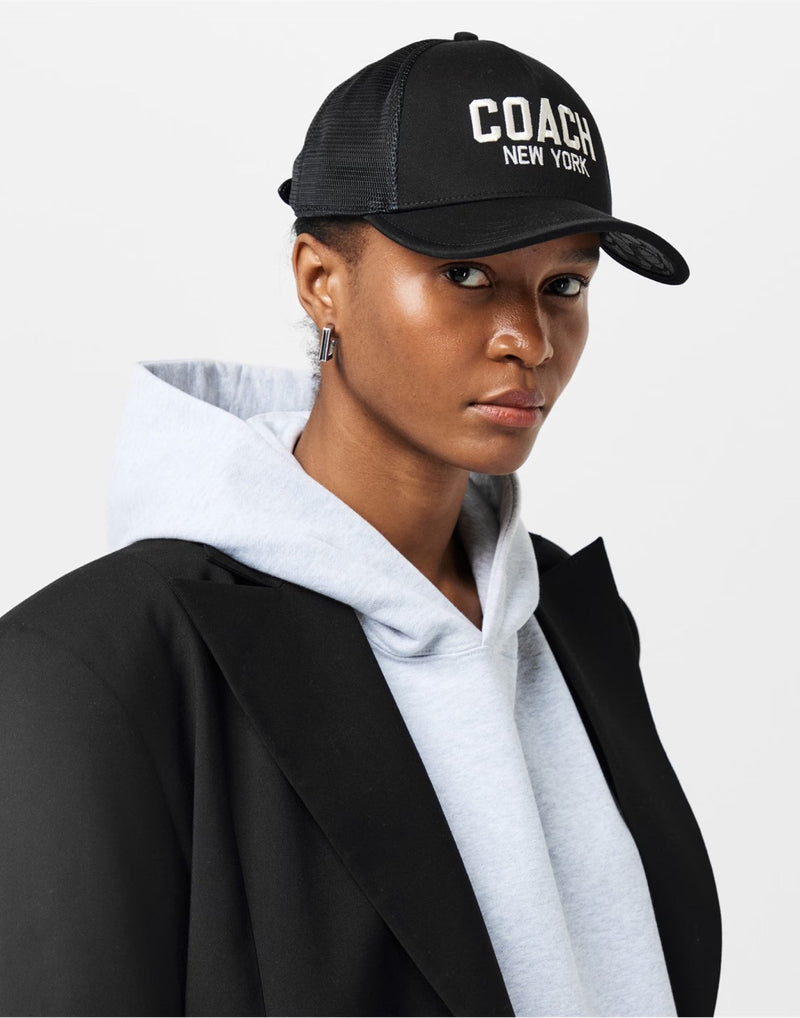 Coach Cu355blk Embroidered Logo Baseball Cap — Black Cotton Caps