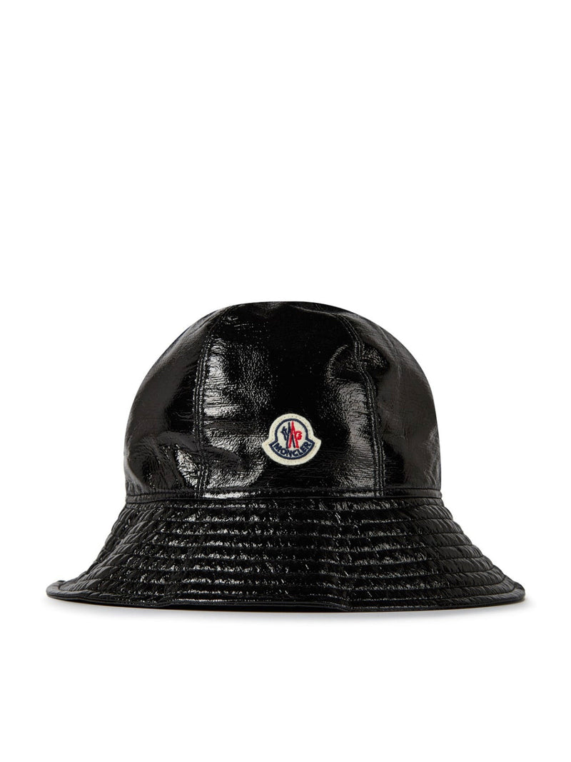 Moncler J20933b00011596l1999 Logo Patch Bucket Hat — Black Polyester
