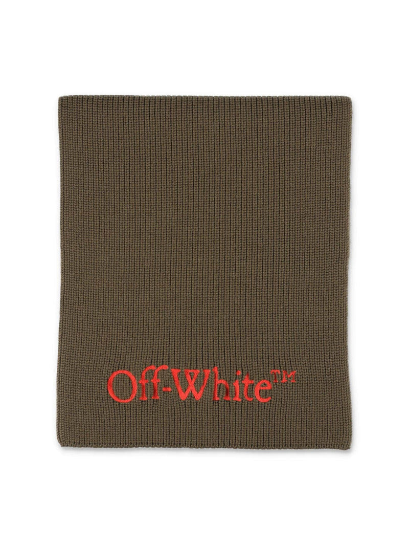 Off-White Bookish Logo Knit Wool Scarf — Green Virgin Scarfs