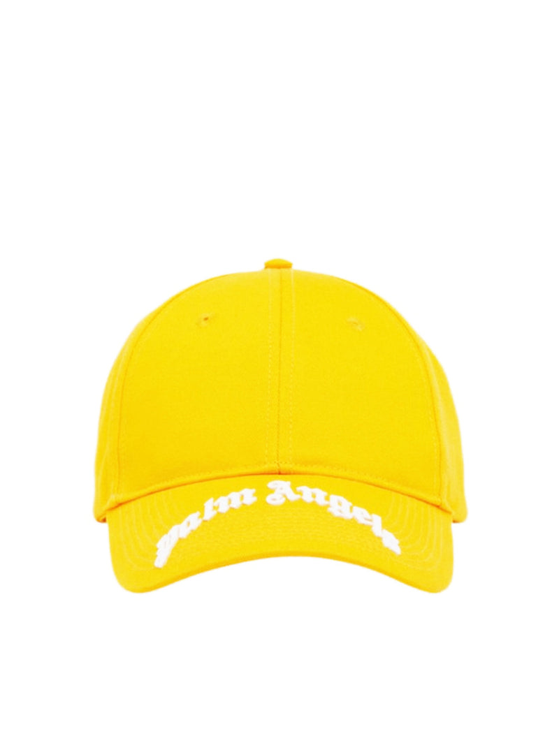 Palm Angels Pmlb053s22fab0021801 Curved Logo Baseball Cap — Yellow Cotton Caps