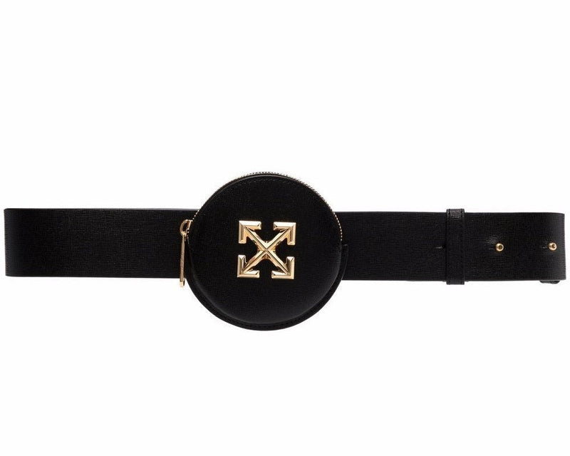 Off-White Leather Coin Purse Belt Wallet — Black