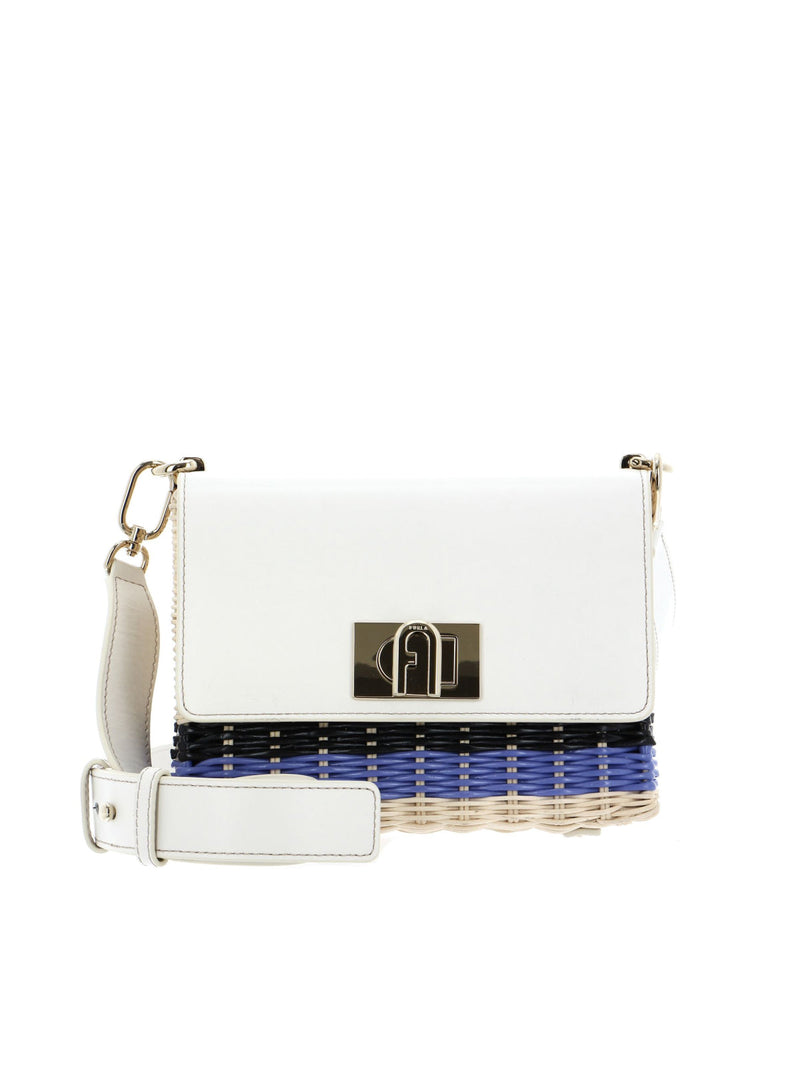 Furla Wicker And Leather Shoulder Bag — White