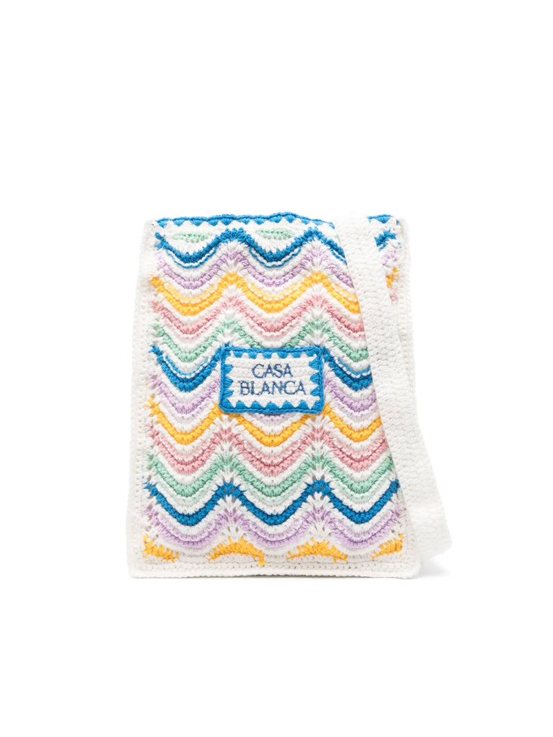 Casablanca Gradient Wave Crochet Crossbody Bag — Multicolor Cotton