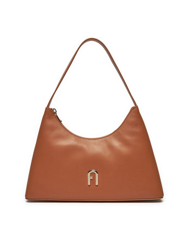 Furla Diamante Shoulder Bag — Brown Leather