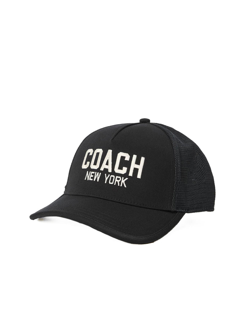 Coach Cu355blk Embroidered Logo Baseball Cap — Black Cotton Caps