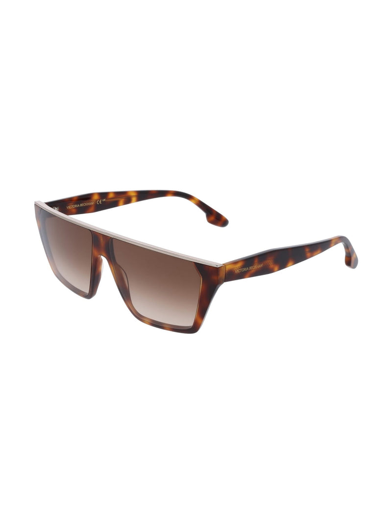 Victoria Beckham Vb683s215 Logo Arm Sunglasses — Brown Acetate