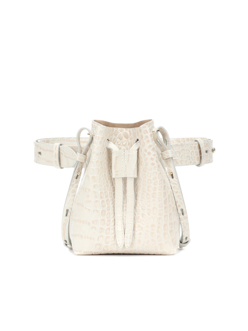 Nanushka Minee Bucket Bag — Beige Pvc