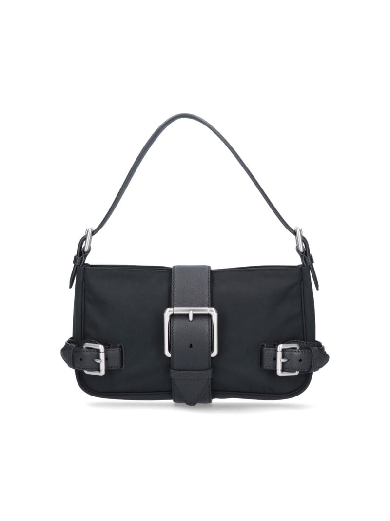 Bottega Veneta Buckle-Strap Detail Shoulder Bag — Black Textile