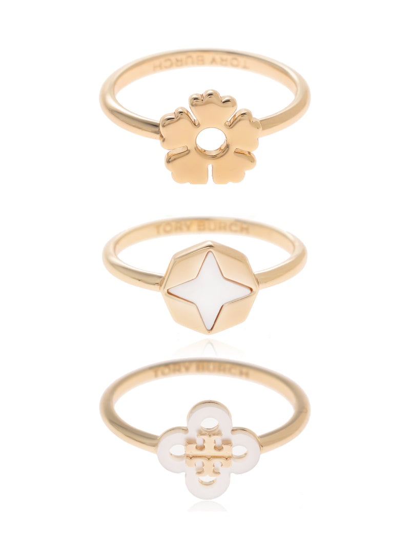 Tory Burch Logo Clover Ring — Gold Brass Rings