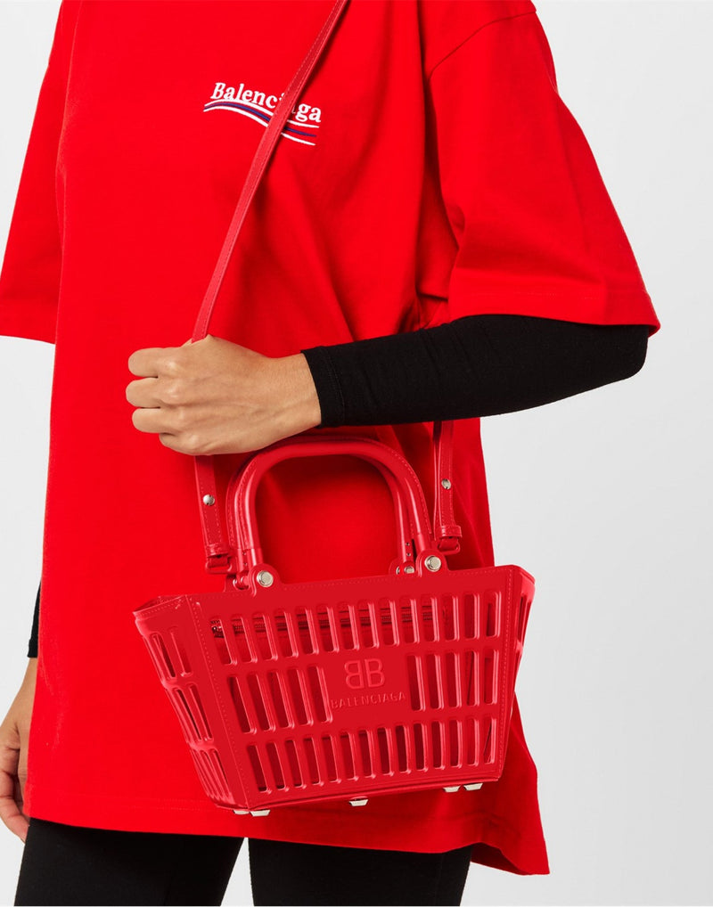 Balenciaga Mag Tote Bag — Red Thermoformed Leather