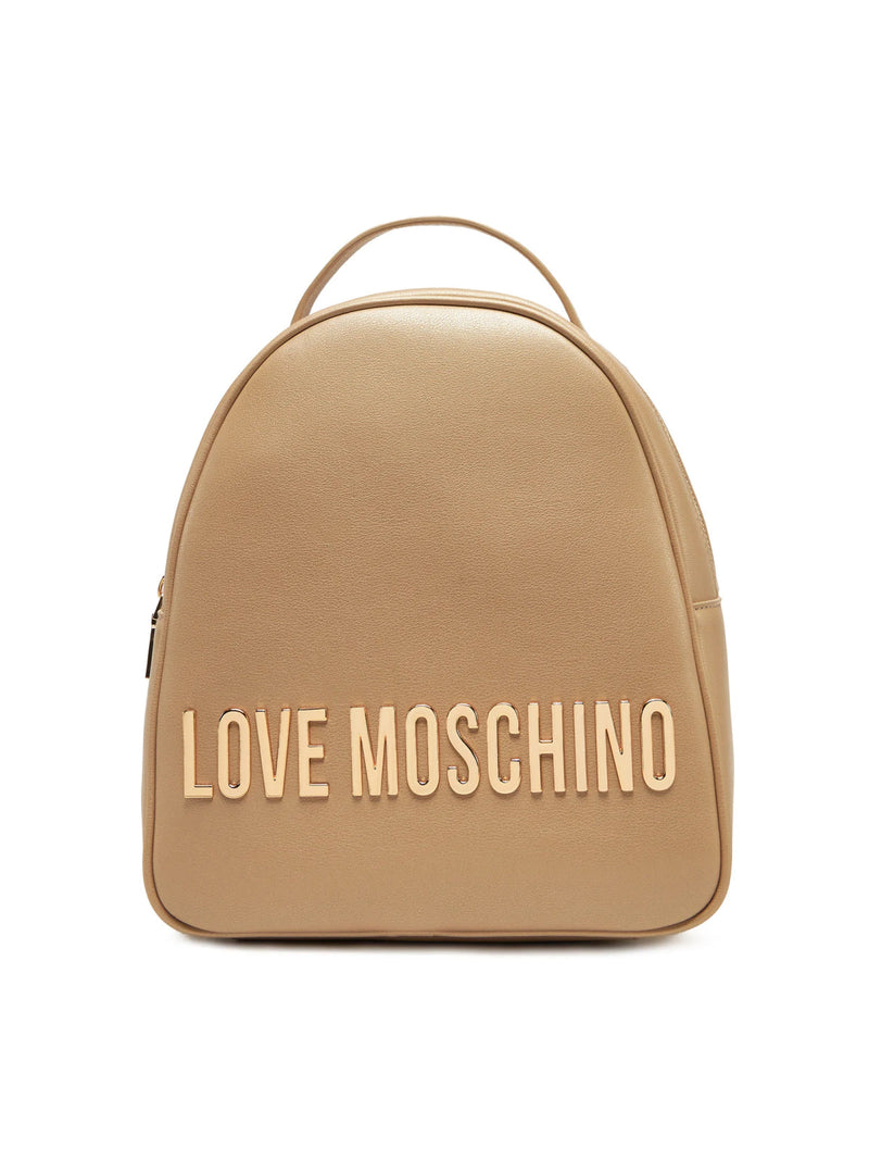 Moschino Logo Lettering Backpack — Beige Polyurethane
