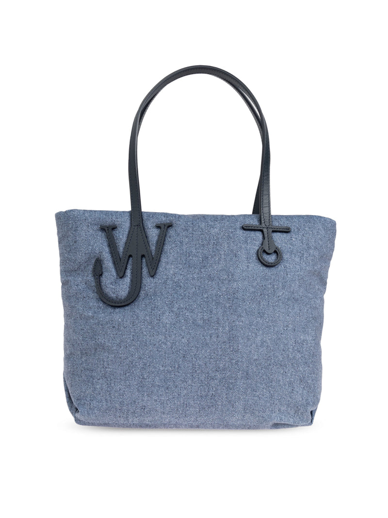Jw Anderson Quilted Puffy Anchor Logo Tote Bag — Blue Textile