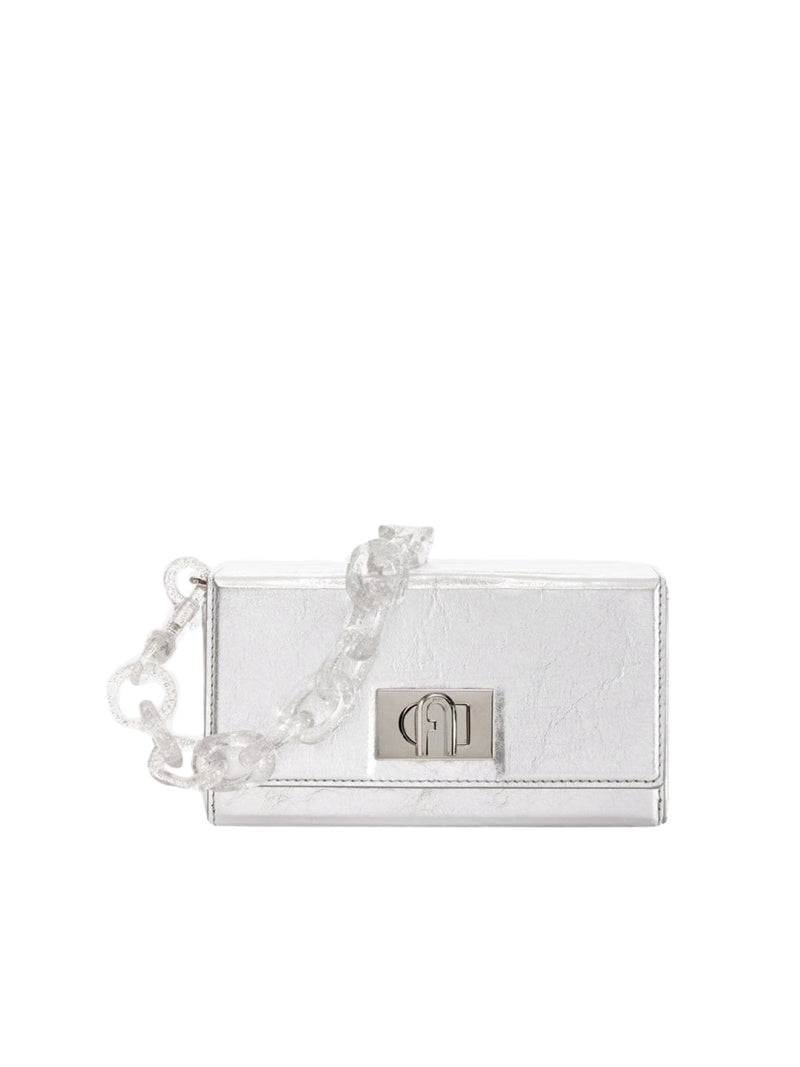 Furla Shoulder Bag — Silver Textile