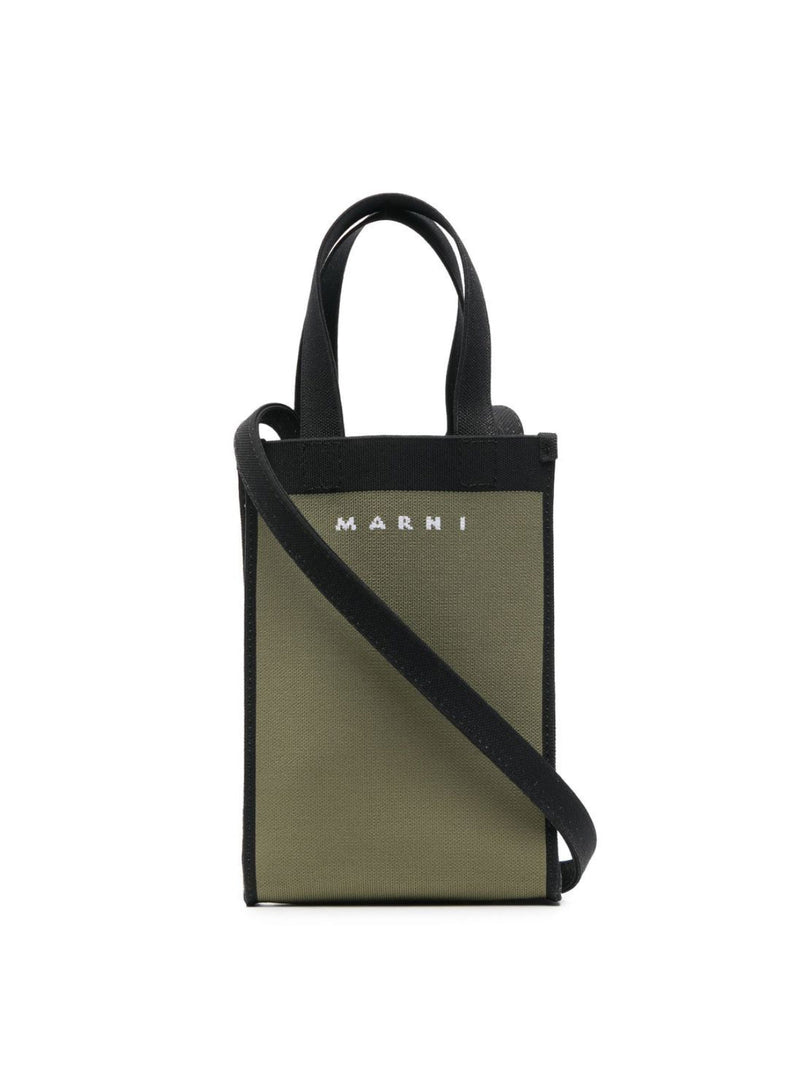 Marni Logo Knit Tote Bag — Green Polyester