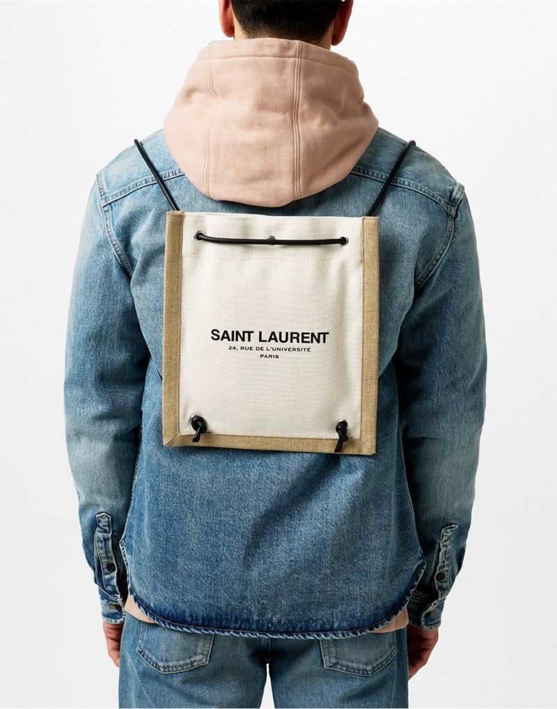 Saint Laurent Universite Crossbody Bag — White Textile