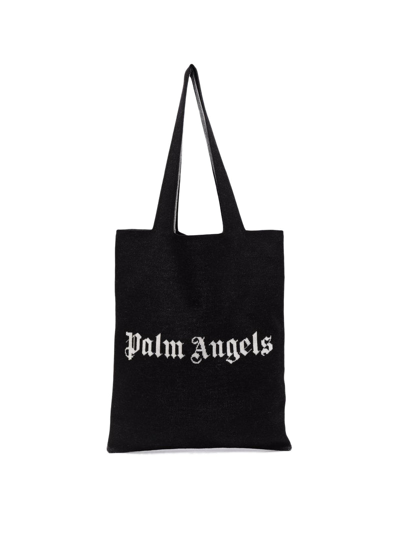 Palm Angels Knit Logo Tote Bag — Black Wool