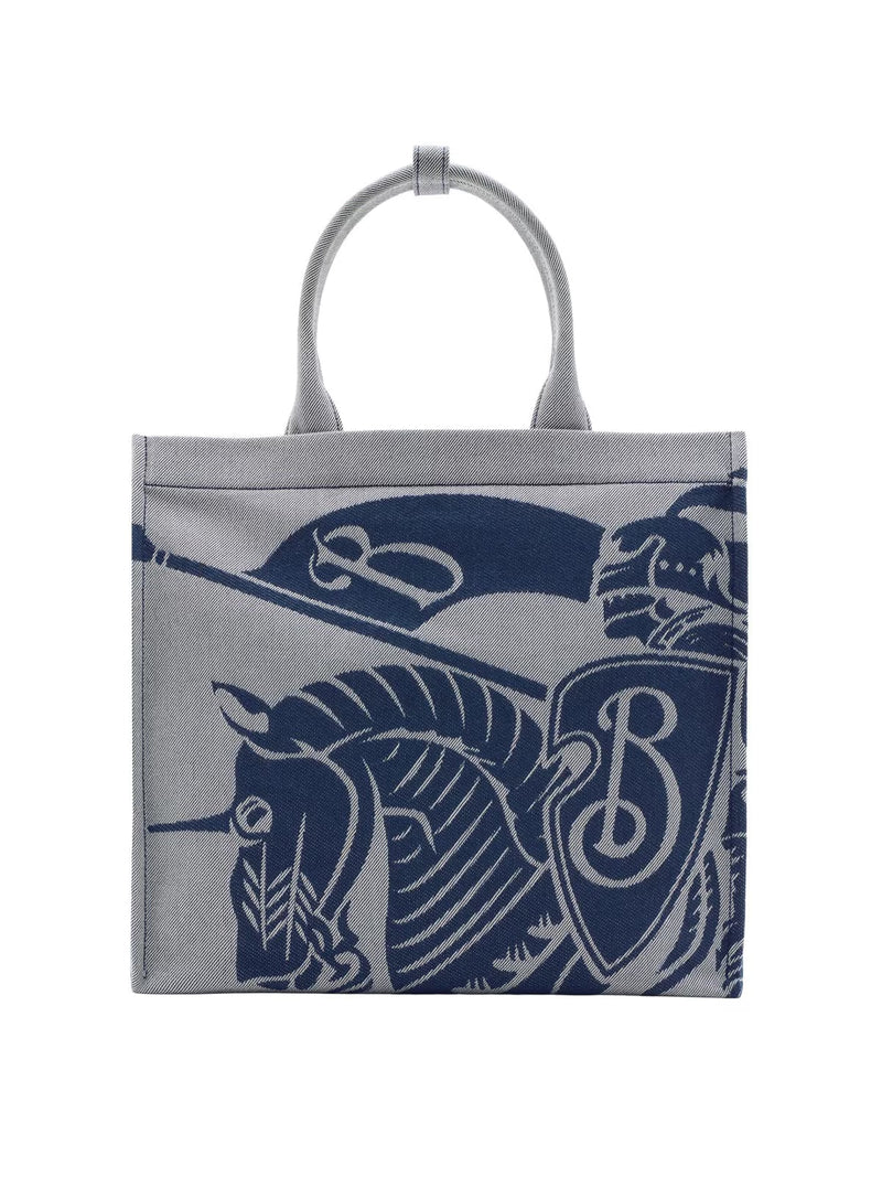 Burberry Ekd Knight Tote Bag — Gray Textile