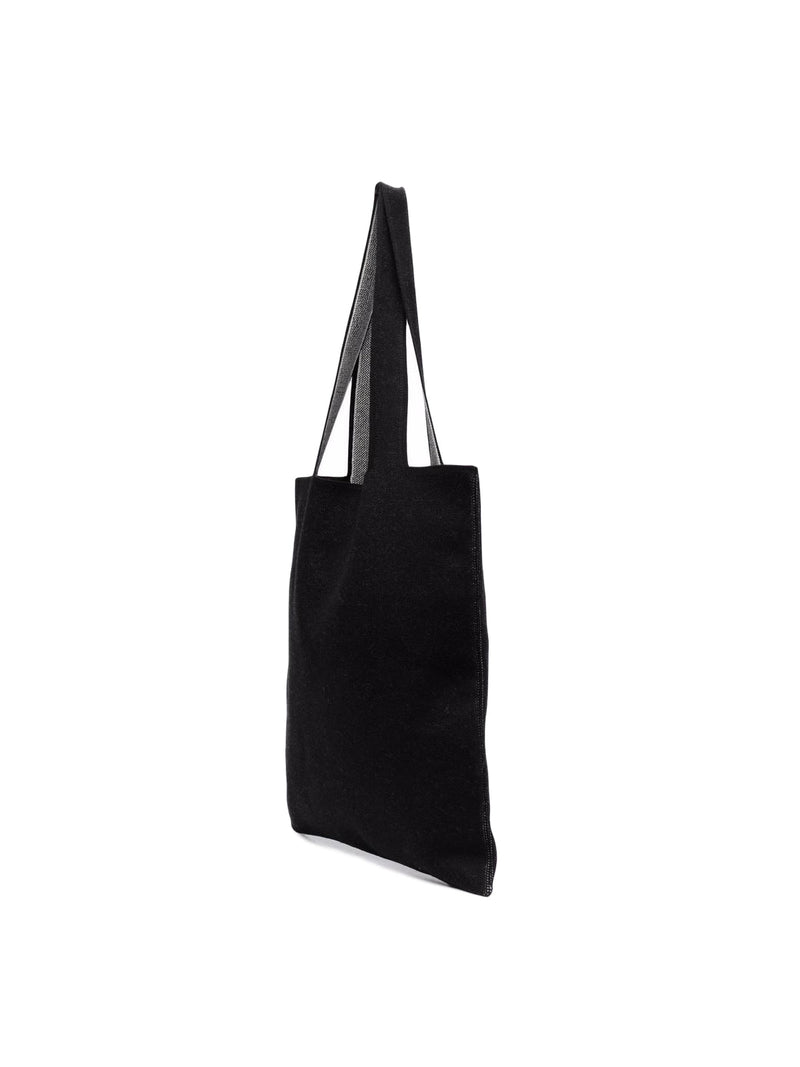 Palm Angels Knit Logo Tote Bag — Black Wool