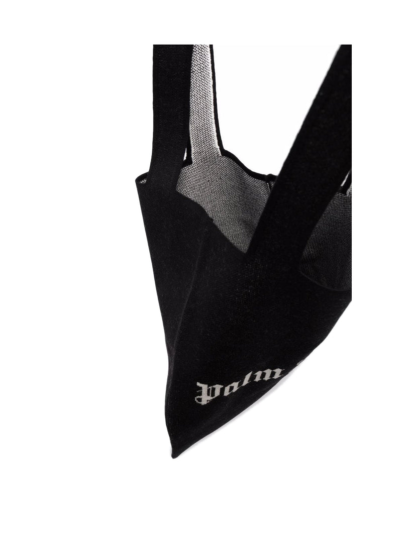 Palm Angels Knit Logo Tote Bag — Black Wool