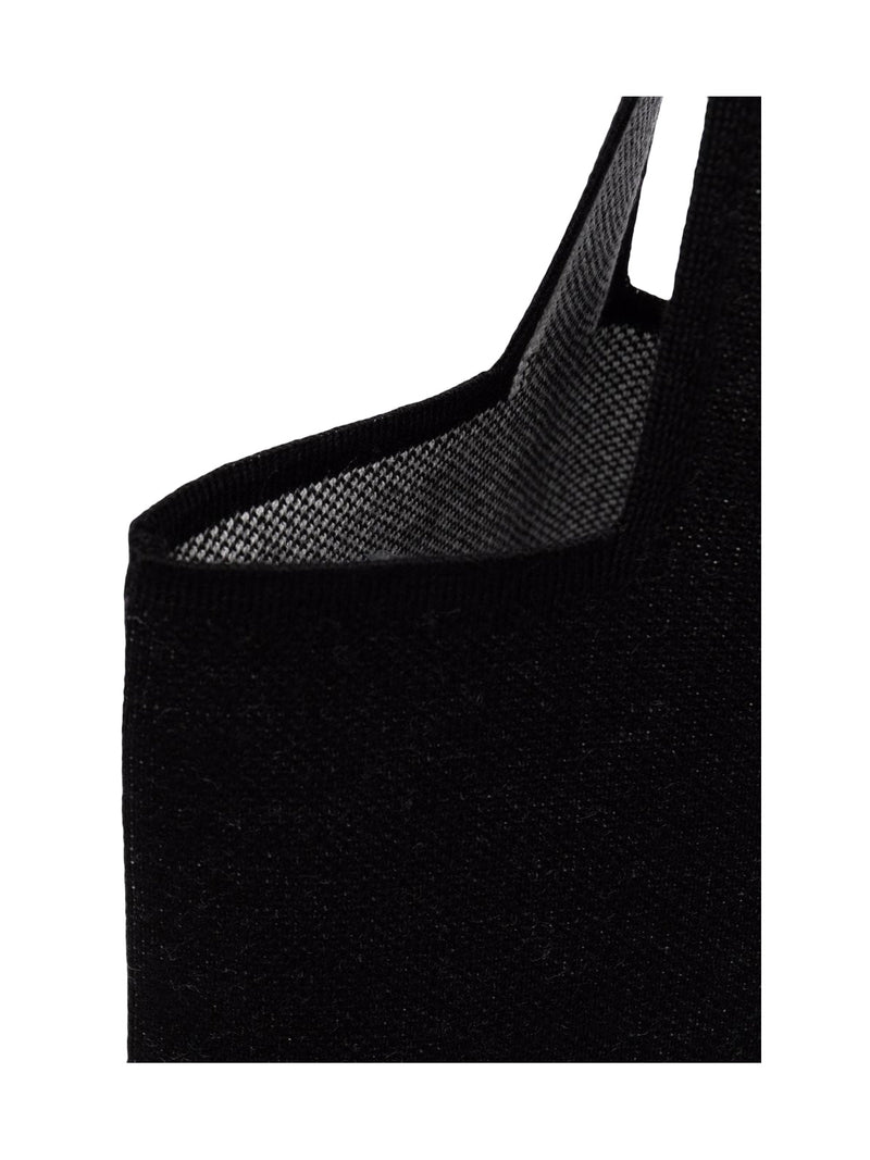 Palm Angels Knit Logo Tote Bag — Black Wool
