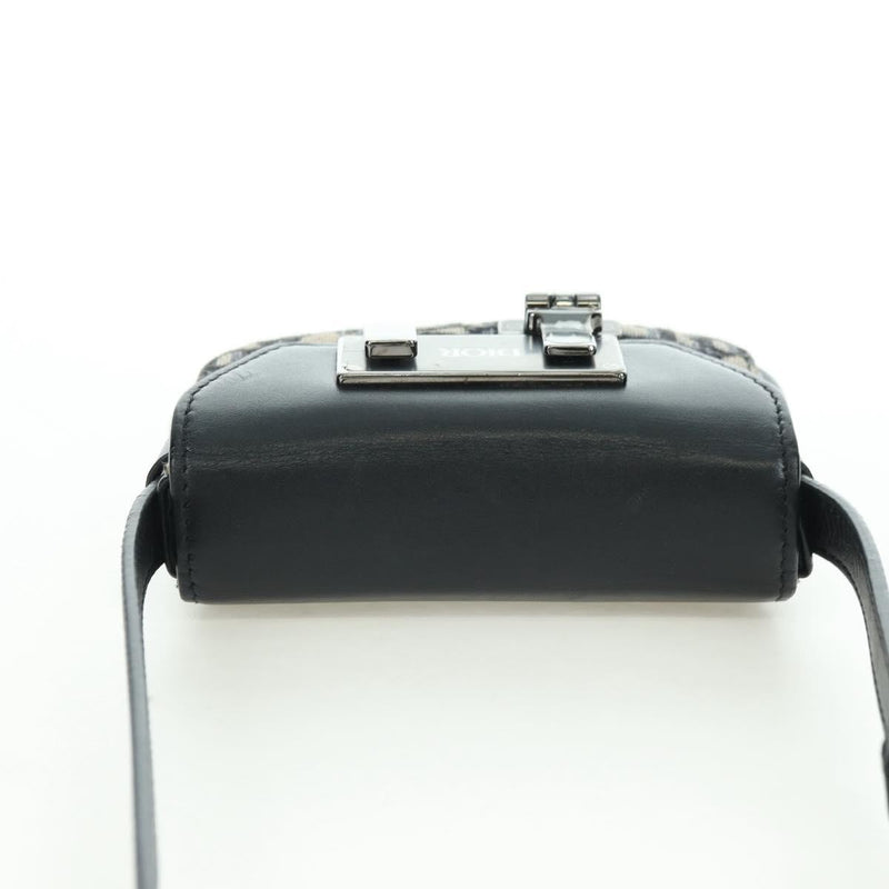 Christian Dior Clasp Lock Messenger Oblique Canvas And Leather Navy