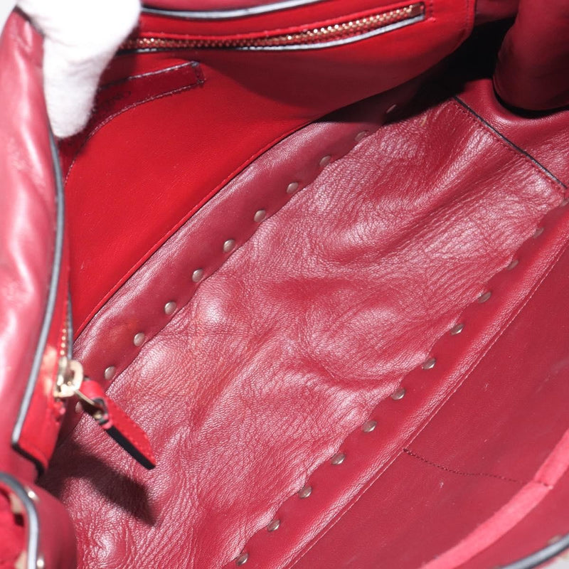 Valentino Garavani Rockstud Spike Flap Quilted Suede Red Bag