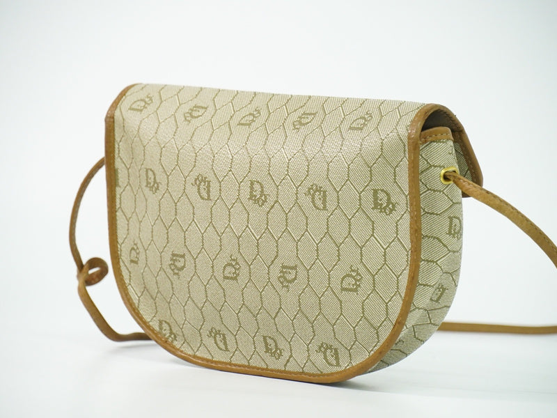 Christian Dior Vintage Honeycomb Canvas Beige Bag