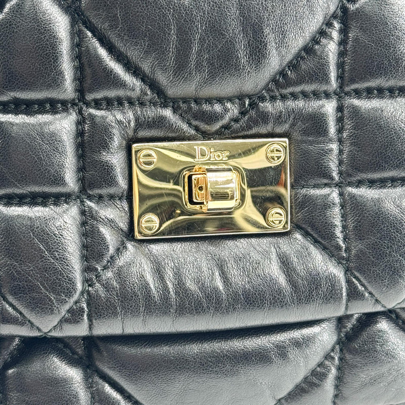 Christian Dior Milly La Foret Cannage Quilt Lambskin Black Leather Bag