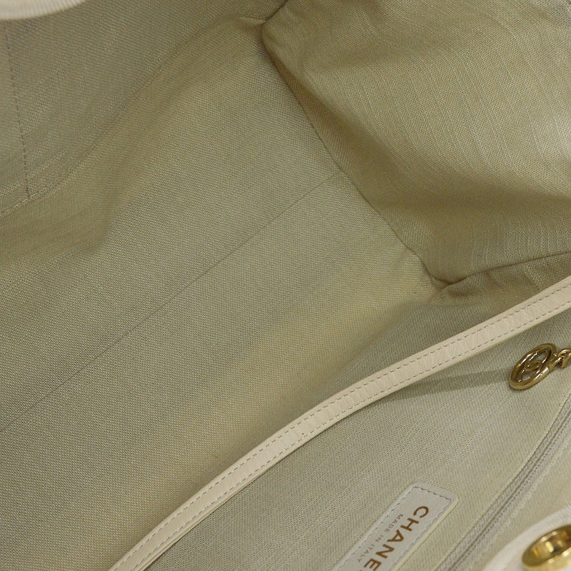 Chanel Deauville Nm Mixed Fibers White Canvas Bag