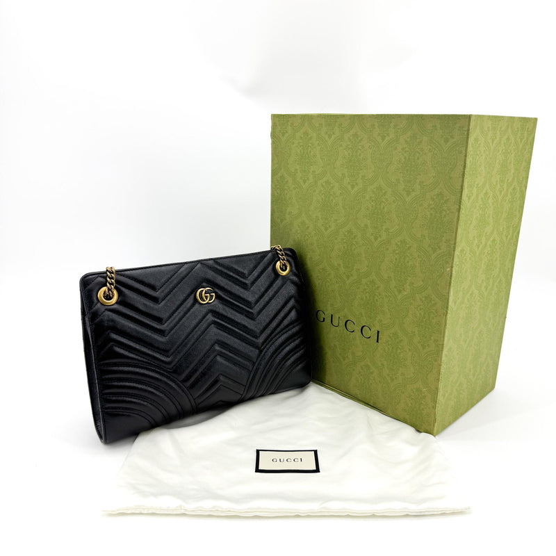 Gucci Gg Marmont Accordion Matelasse Leather Black Bag