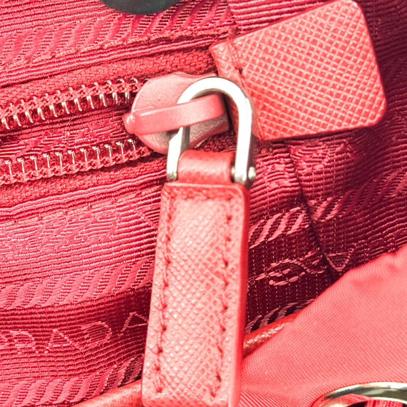 Prada Front Zip Drawstring Tessuto Red Nylon Bag