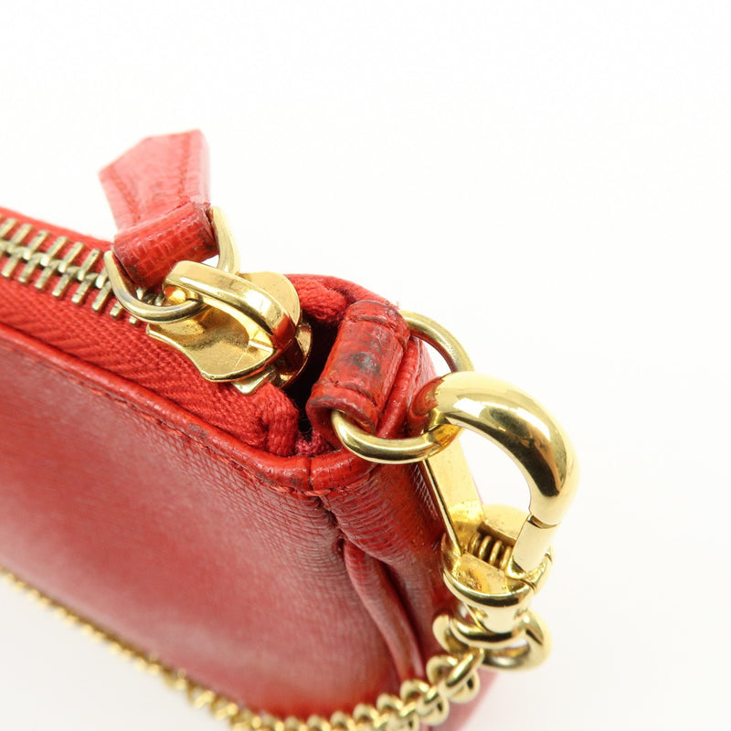 Fendi Chain Pochette Leather Red Bag