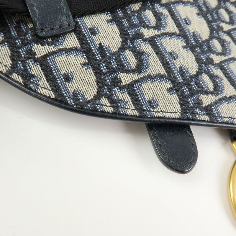 Christian Dior Saddle Belt Oblique Canvas Navy Bag