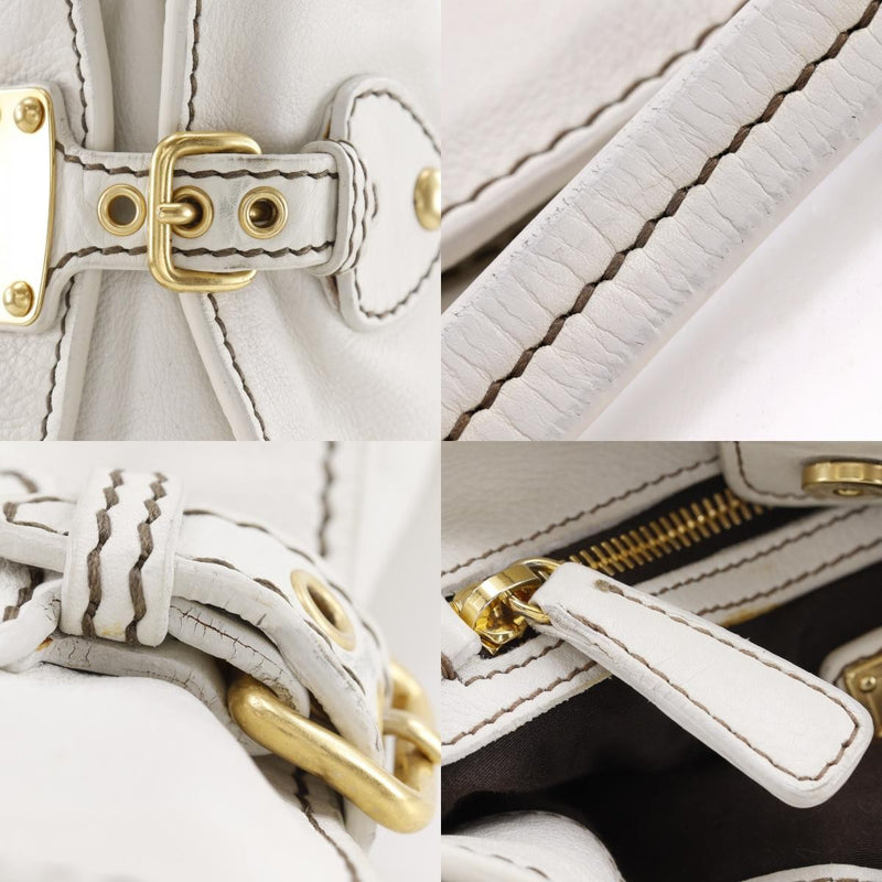 Miu Miu Madras Shoulder Leather Beige Bag