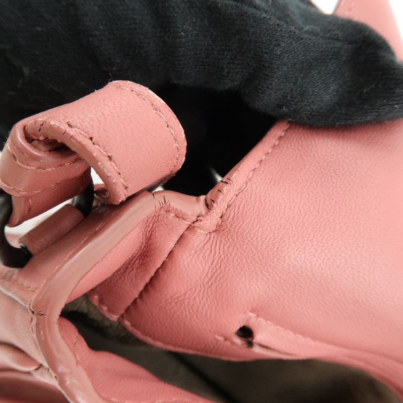 Bottega Veneta Drawstring Flap Leather With Intrecciato Pink Bag