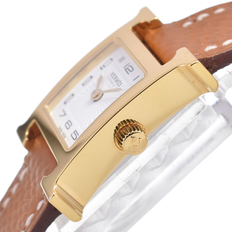Hermes Heure H Quartz Plated Metal And Leather Watches