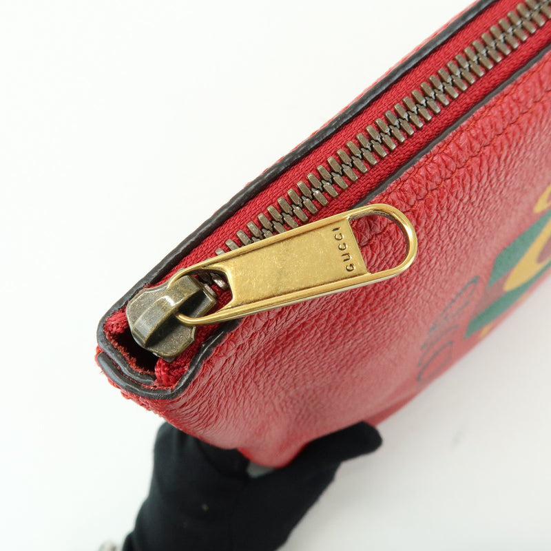 Gucci Logo Portfolio Printed Leather Red Bag