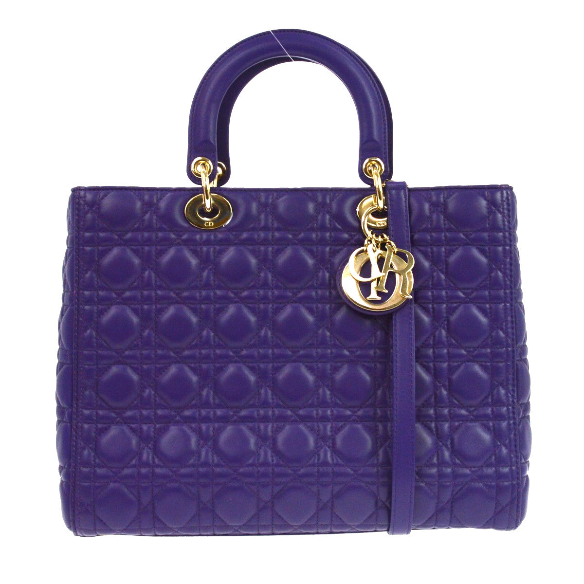 Christian Dior Lady Cannage Quilt Lambskin Purple Leather Bag