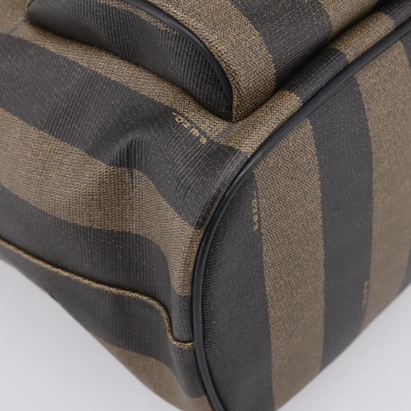 Fendi Vintage Pequin Logo Coated Canvas Brown Bag