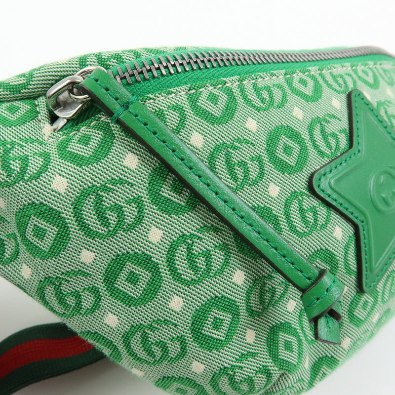 Gucci Childrens Belt Printed Gg Coated Canvas Green Bag