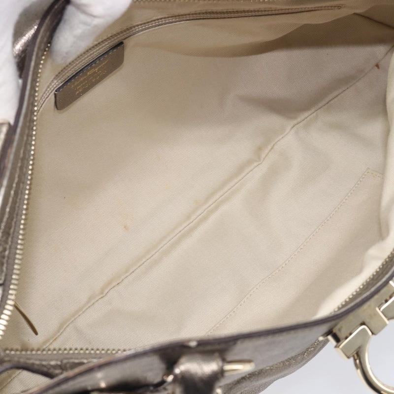 Salvatore Ferragamo Vintage Gancini Top Handle Leather Gold Bag