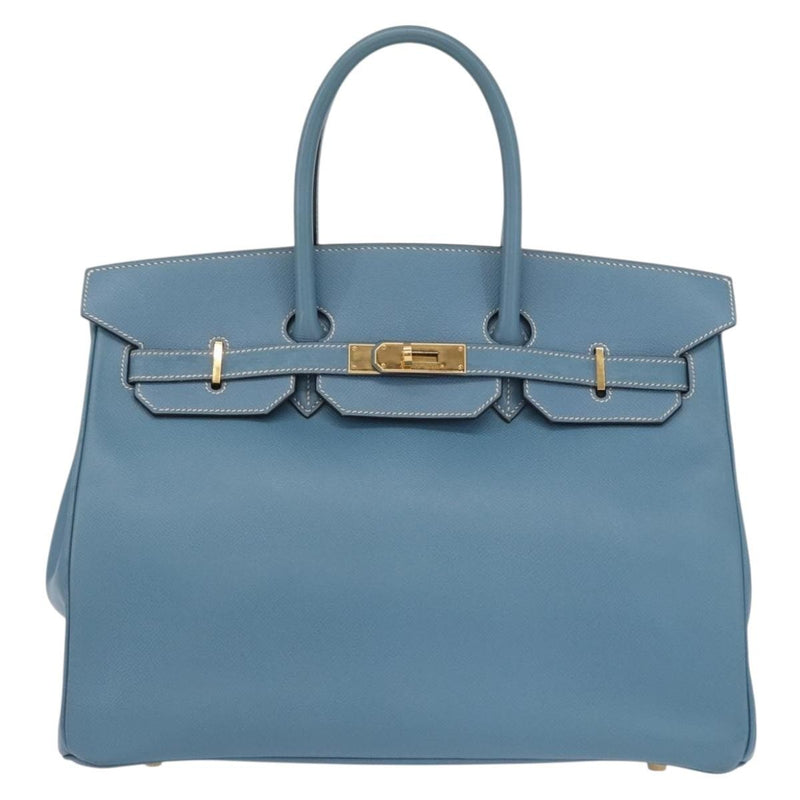 Hermes Birkin Blue Epsom With Gold Hardware Leather Bag