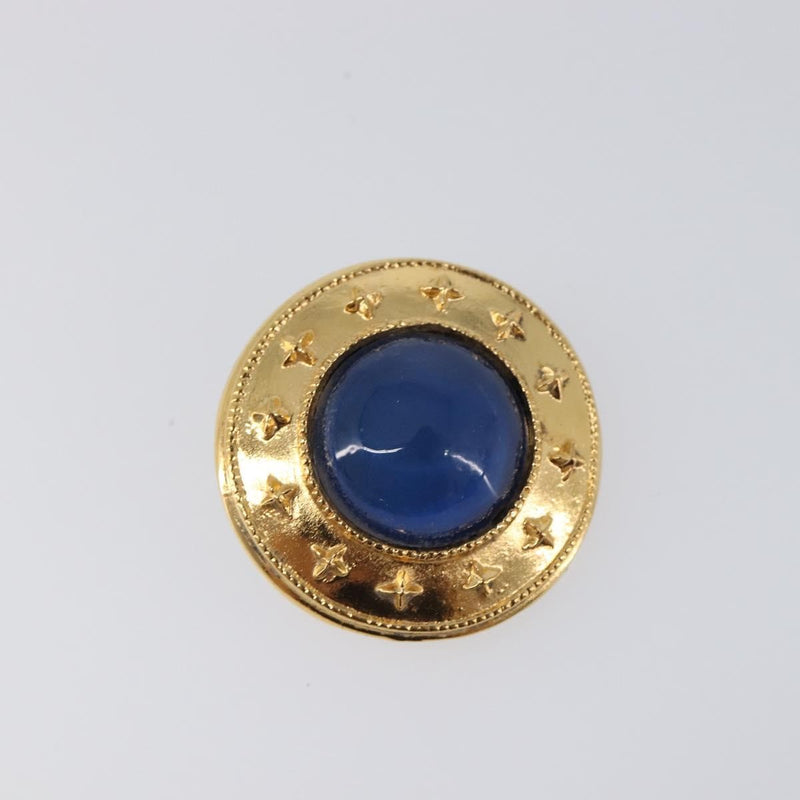 Chanel Vintage Cc Round Clip-On Metal With Gripoix Gold Bijoux