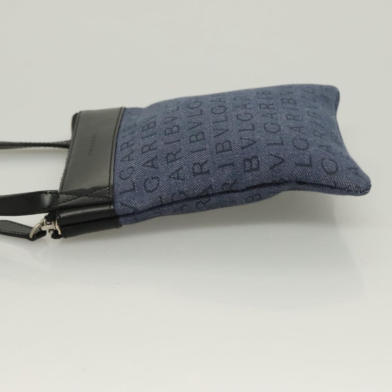 Bvlgari Logomania Canvas With Leather Blue Bag