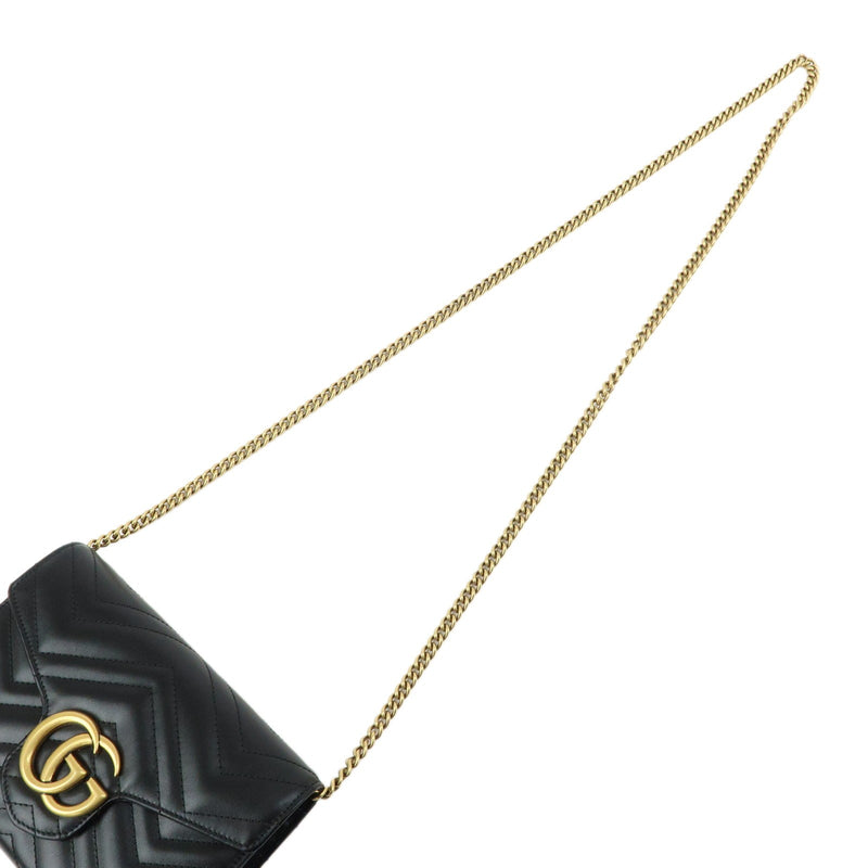 Gucci Gg Marmont Chain Matelasse Leather Black Bag