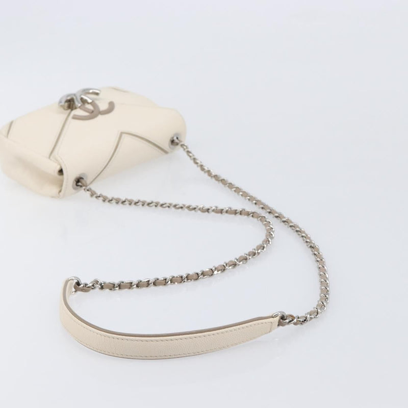 Chanel Macro Flap Chevron Caviar White Calfskin Bag