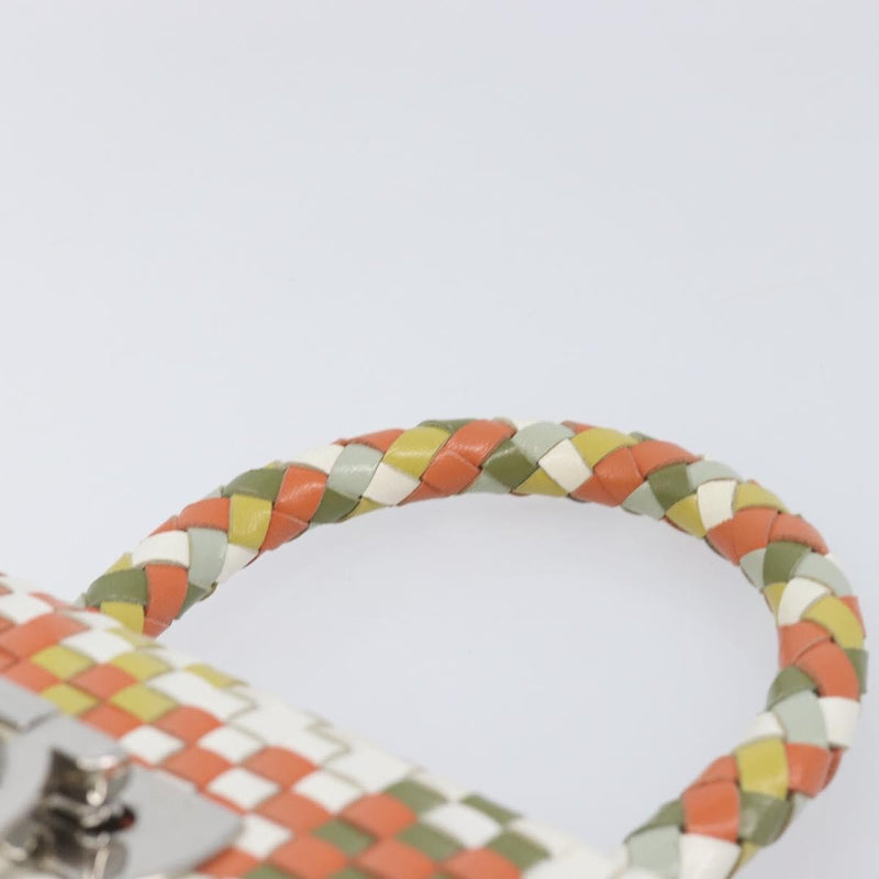Salvatore Ferragamo Gancini Top Handle Woven Leather Multicolour Bag