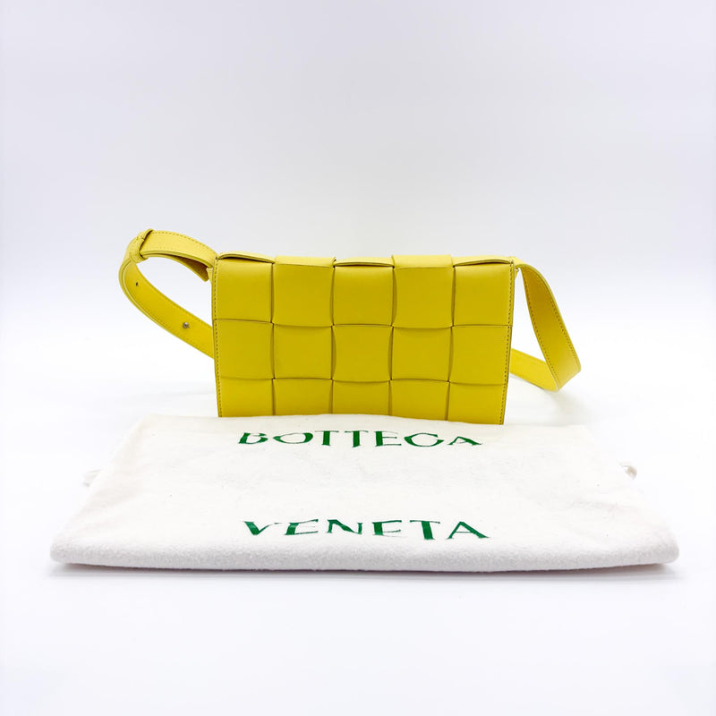 Bottega Veneta Cassette Crossbody Bag Maxi Intrecciato Leather Yellow