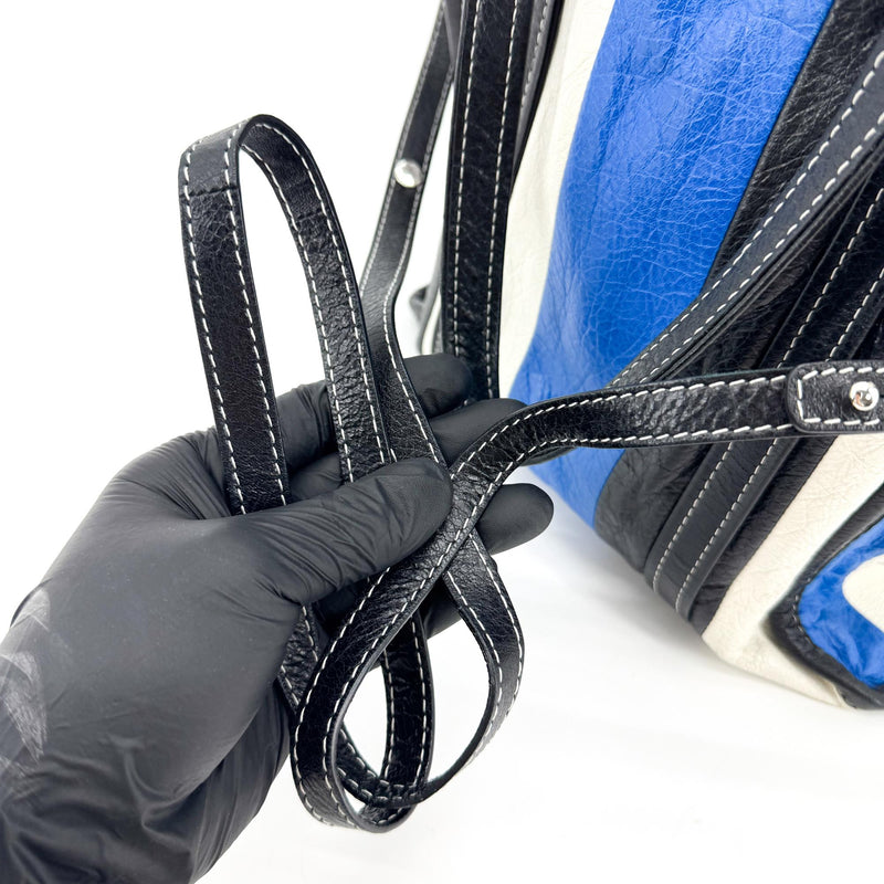 Balenciaga Bazar Striped Leather Black Bag