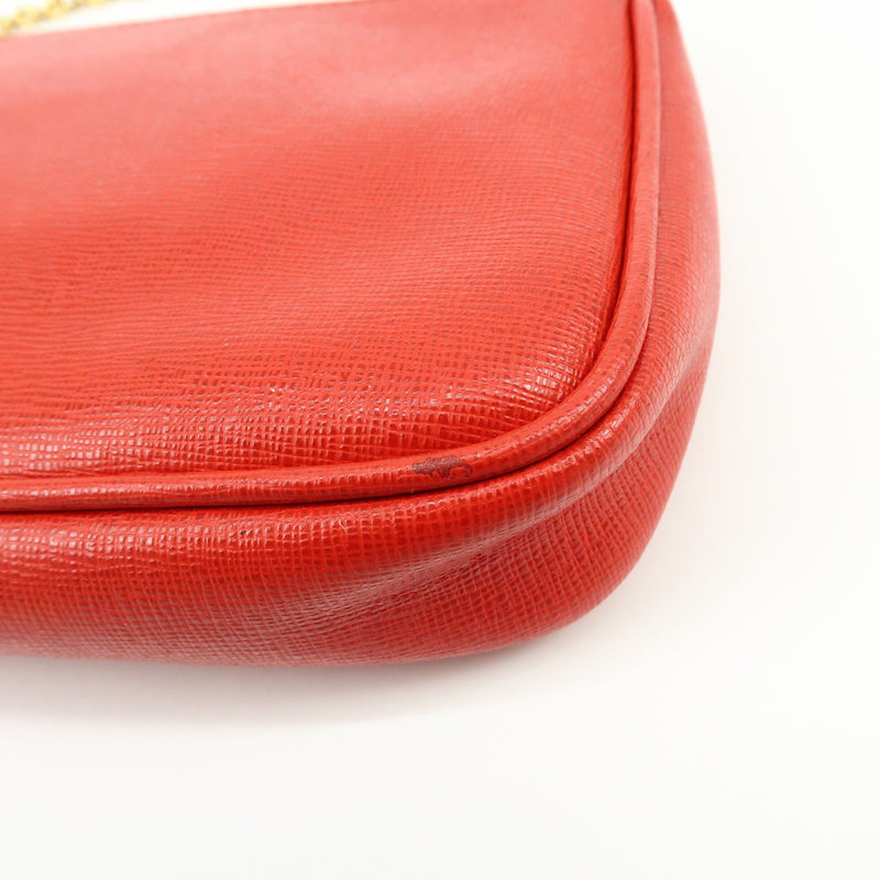 Fendi Chain Pochette Leather Red Bag